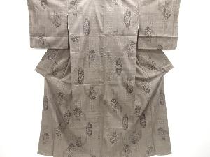 未使用品　仕立て上がり　幾何学に草花模様織り出し本場泥大島紬着物(5マルキ)